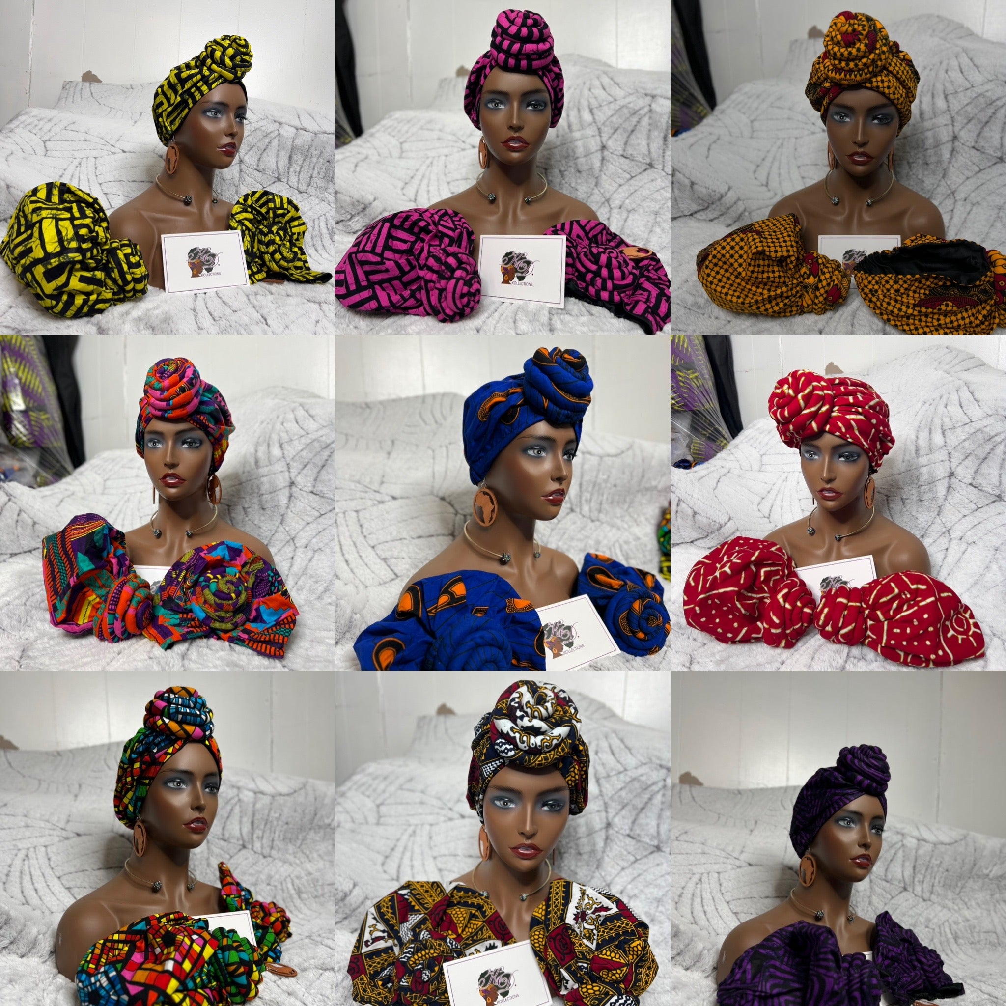African Print Head-wraps And Bonnets.