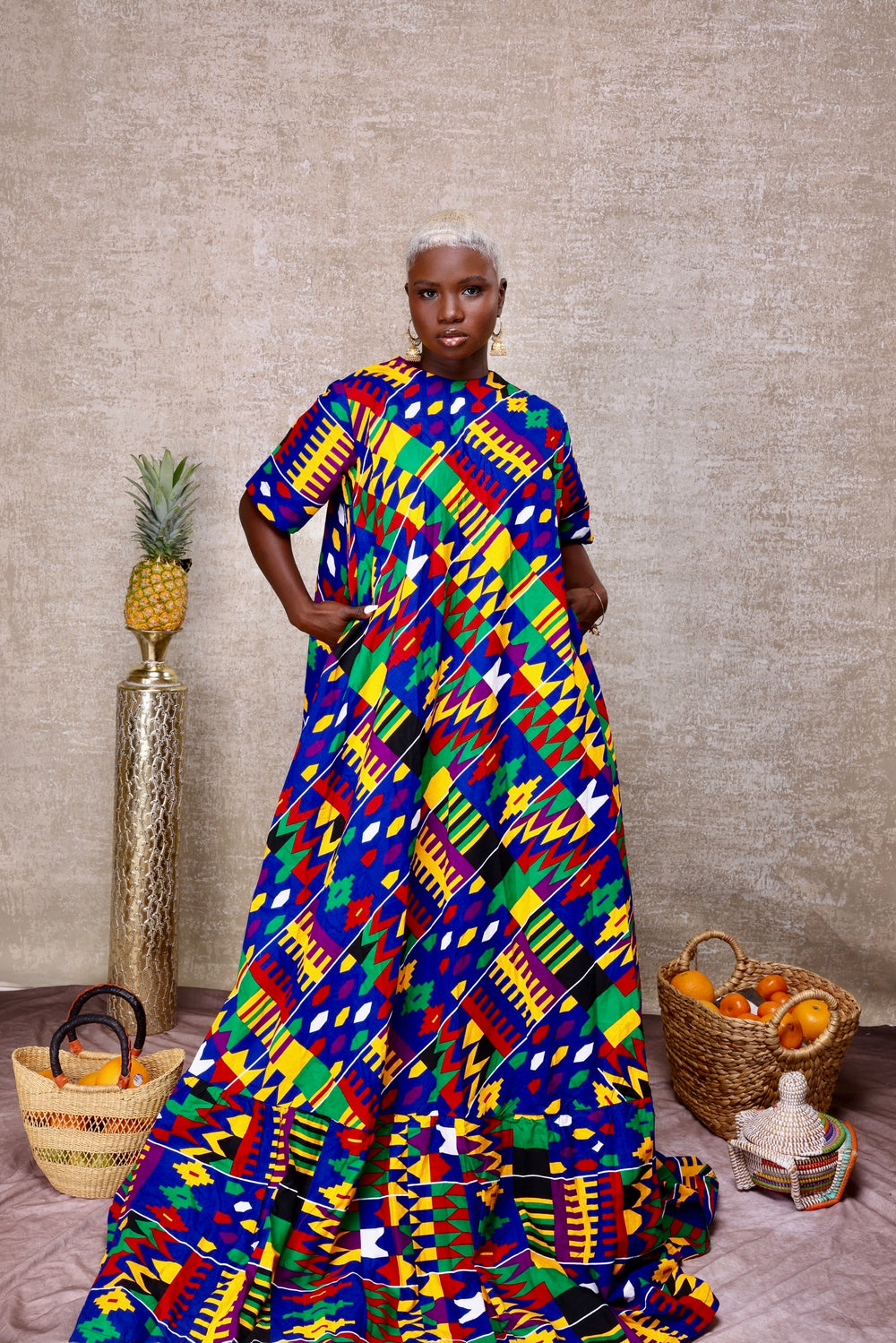 Beautiful African Print Dress, Long African A-Line Dress.