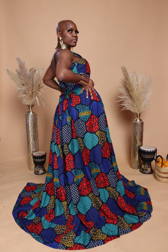 African print long maxi dress.