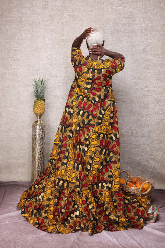Beautiful African Print Dress, Long African Print A-line Dress.