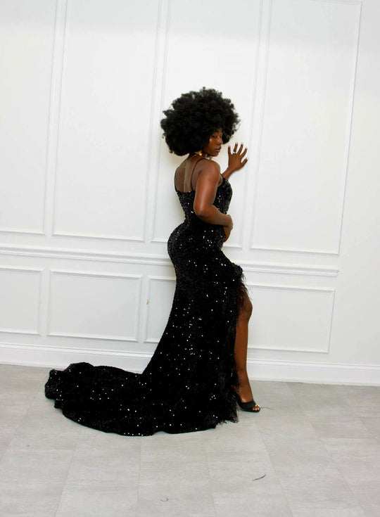 Black sequins prom dress 👗