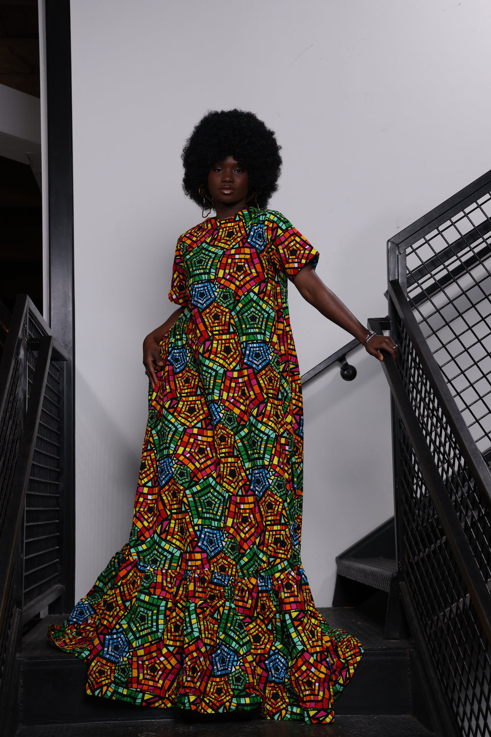 African print long maxi dress, Long African print Aline dress.