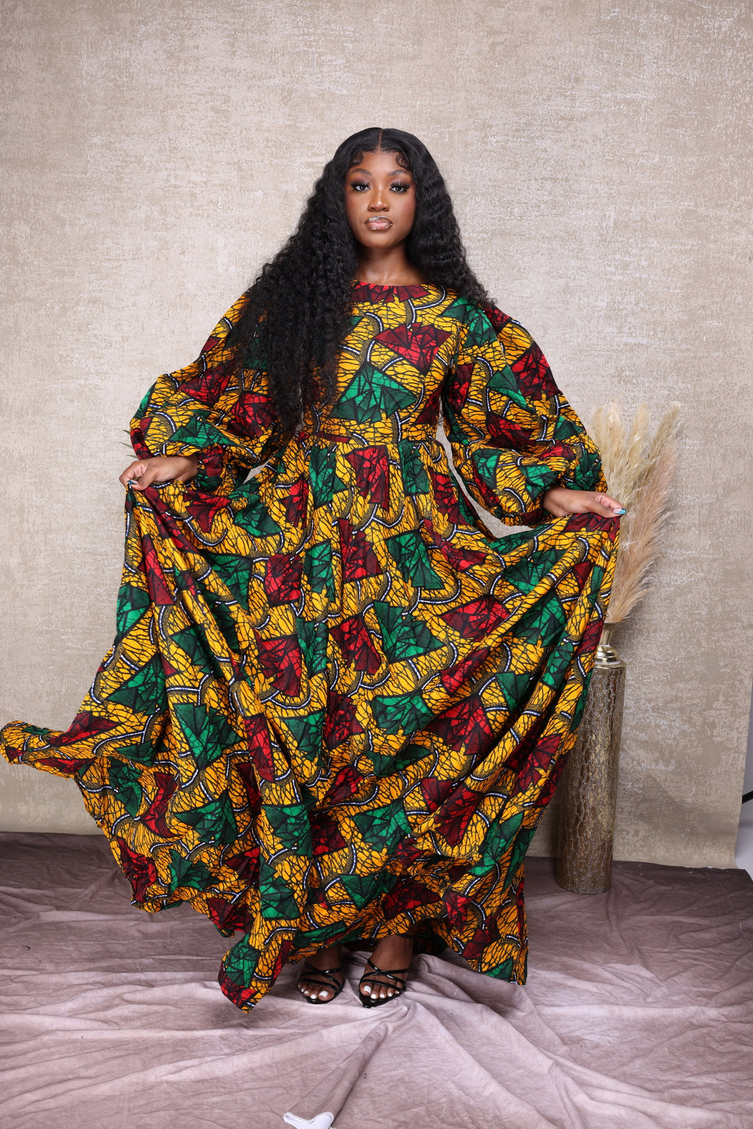 African print ball gown, African print long maxi dress.