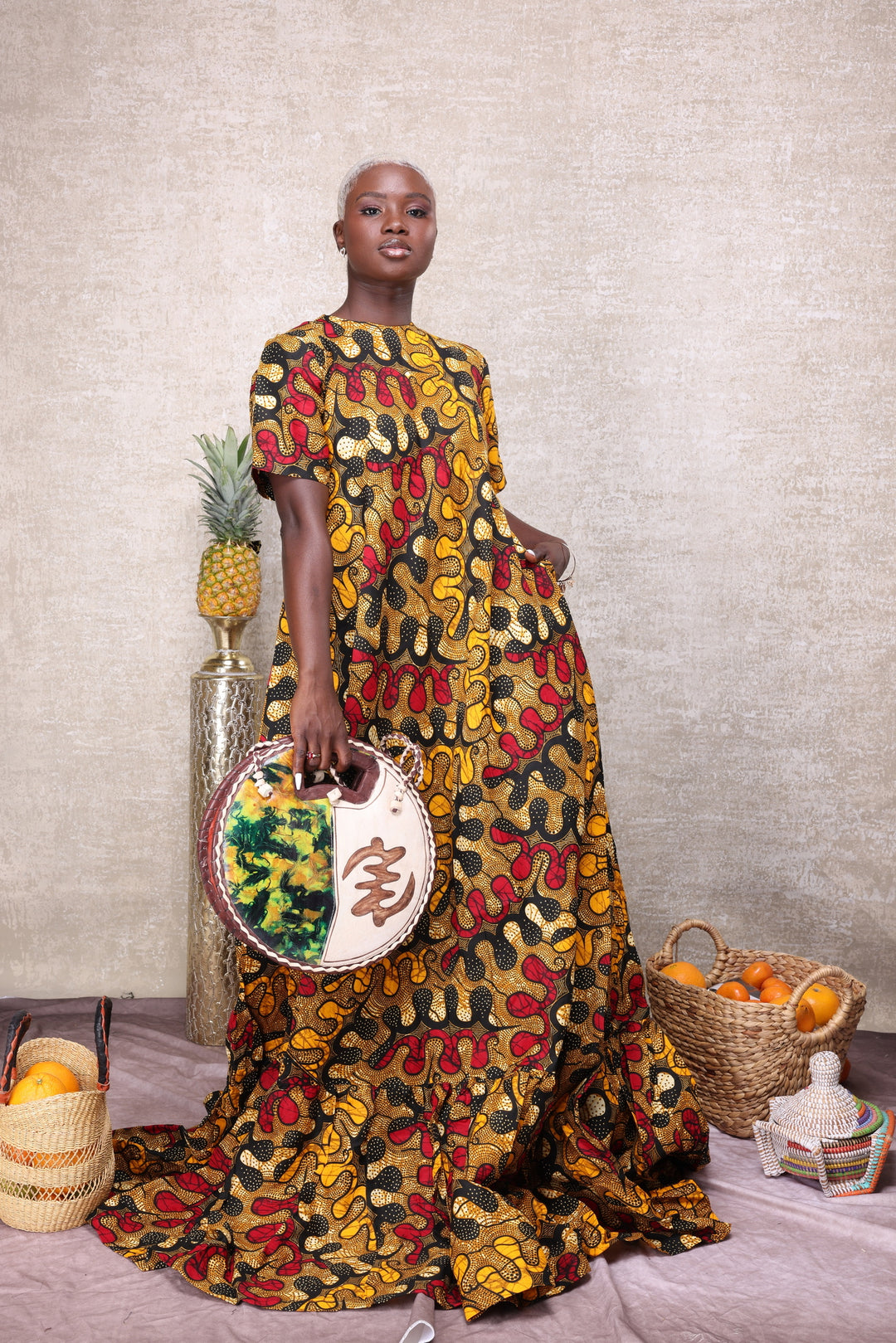 Beautiful African Print Dress, Long African Print A-line Dress.