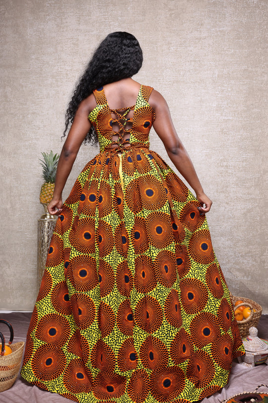 African print long maxi dress.