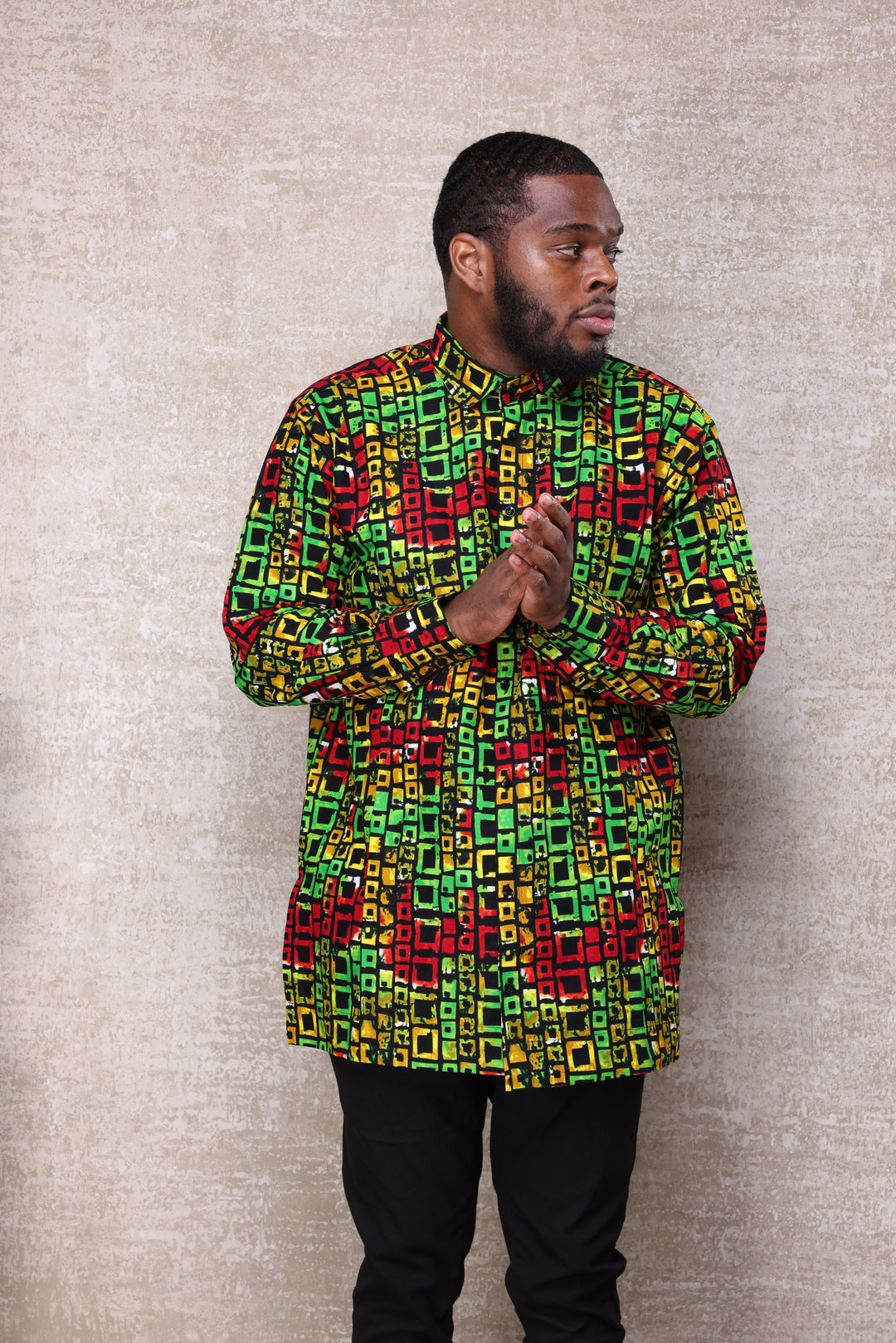 African print long sleeve men shirt.