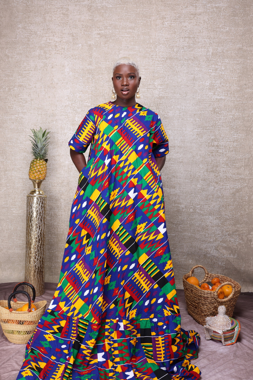 Beautiful African Print Dress, Long African A-Line Dress.