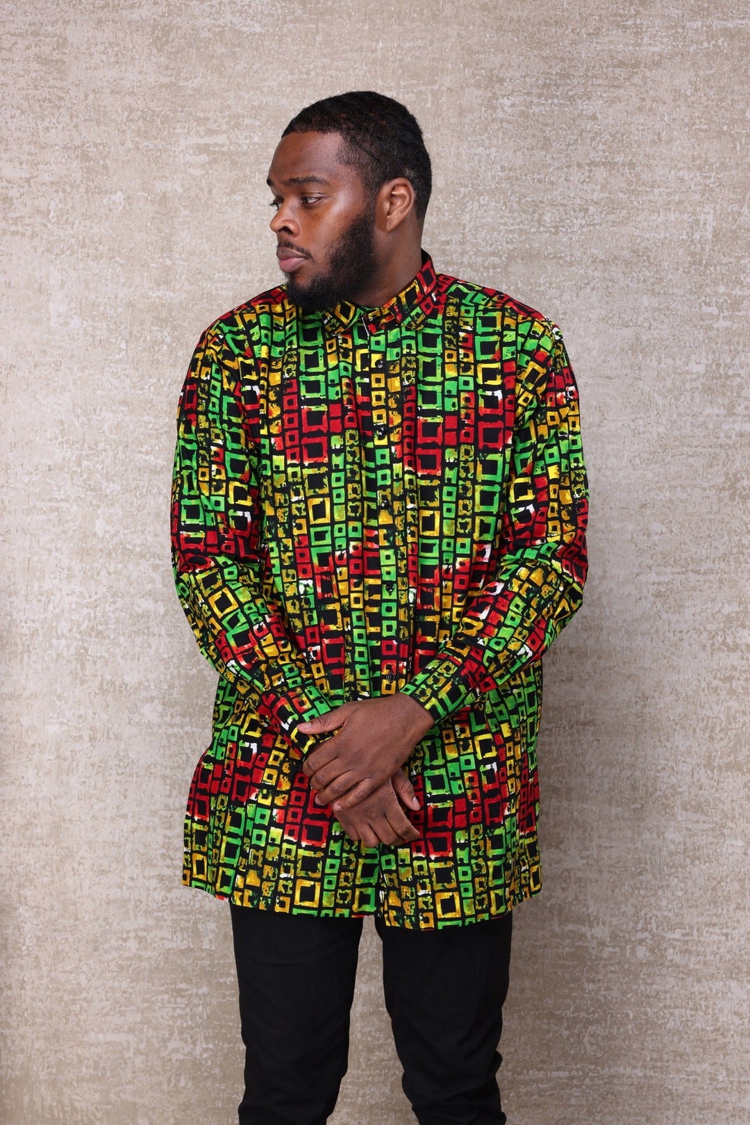 African print long sleeve men shirt.