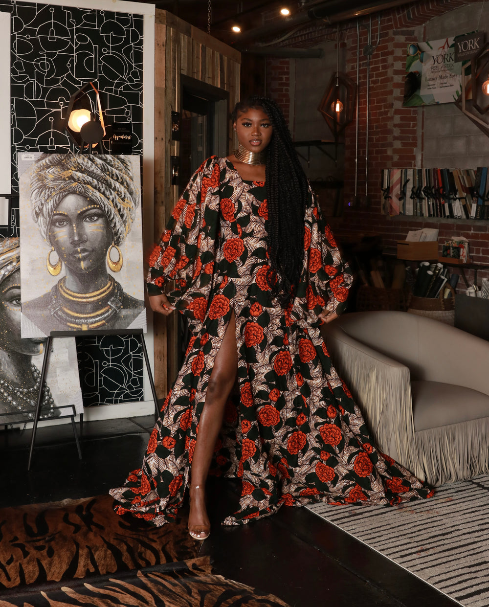 African print ball gown, African print dress, African print maxi dress.
