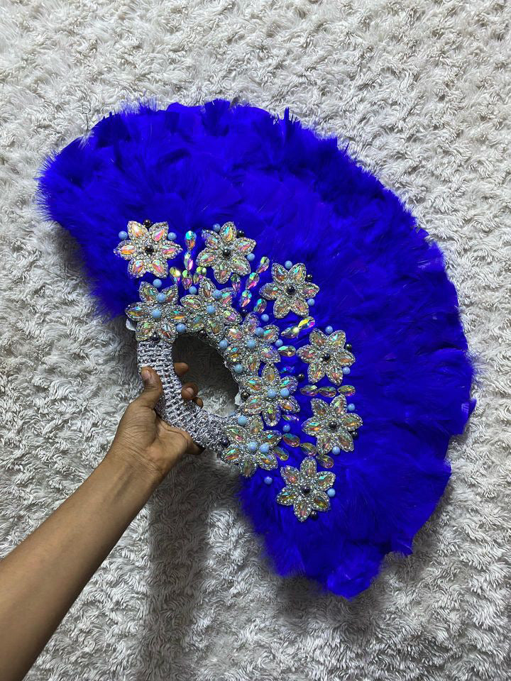 African Traditional Weddings Bridal Feather Hand Fan. Classic Traditional Engagement Feather Hand Fan.