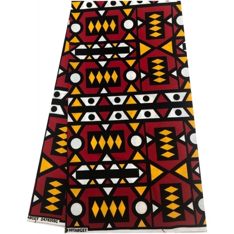 African Print Angola wax "Red, White and Yellow" - K.D.Kollections Store