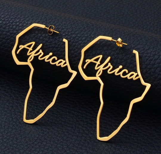 Africa map large hoop earrings🔥