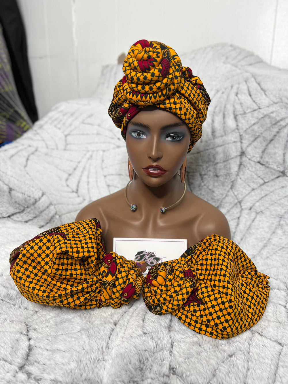 African Print Pre Tied Headwrap.