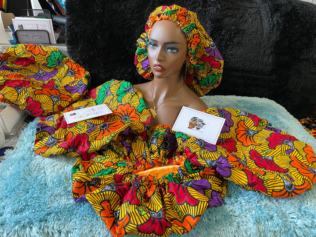African print reversible hair bonnets. - K.D.Kollections Store