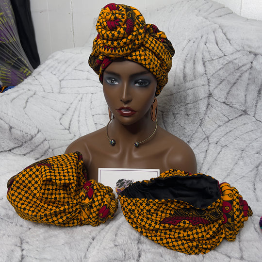African Print Pre Tied Headwrap.