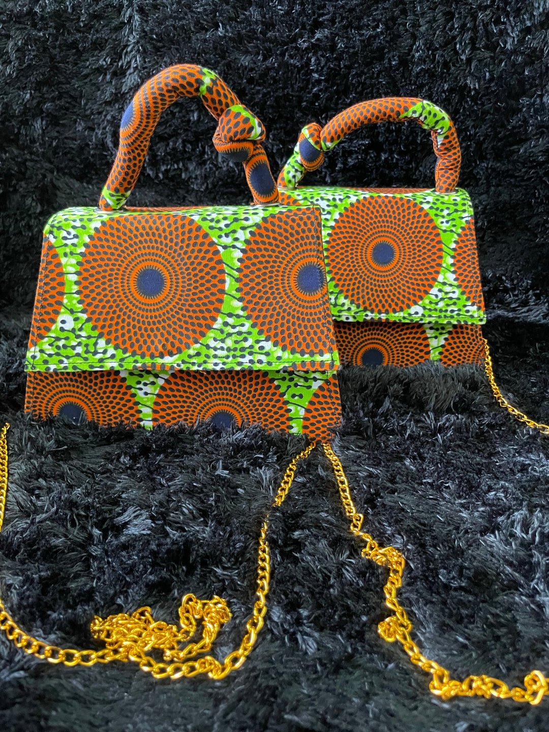 African print mini handbags