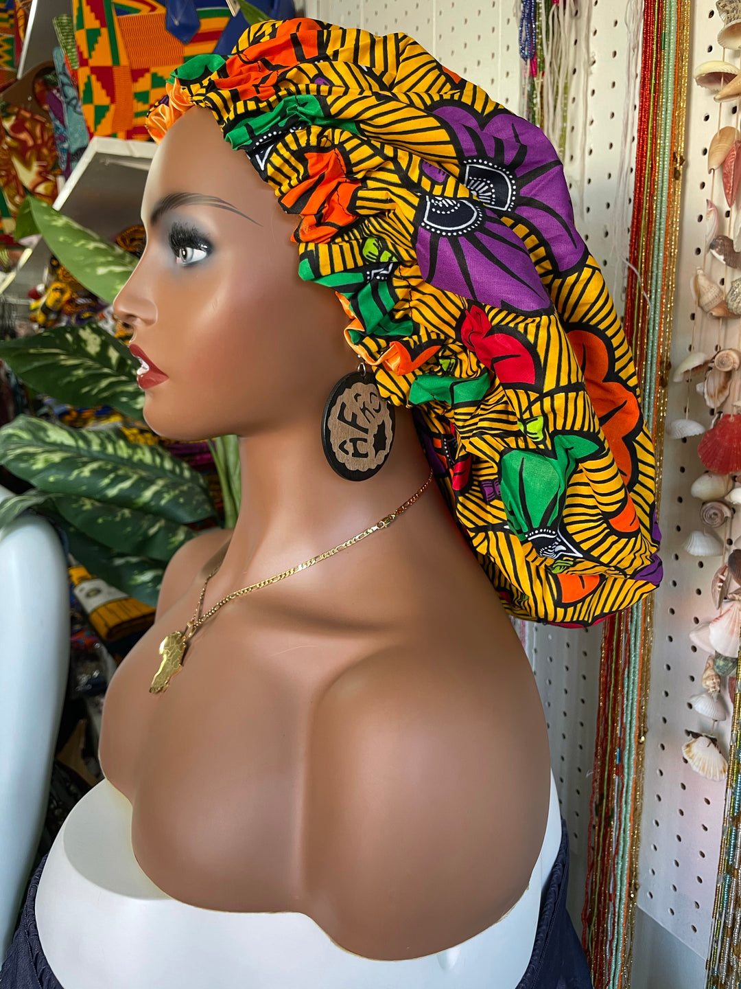 African print reversible hair bonnets. - K.D.Kollections Store