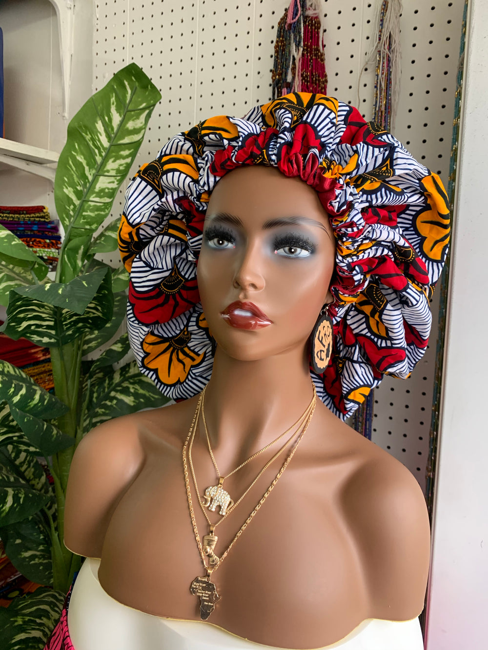 African print reversible hair bonnet - K.D.Kollections Store