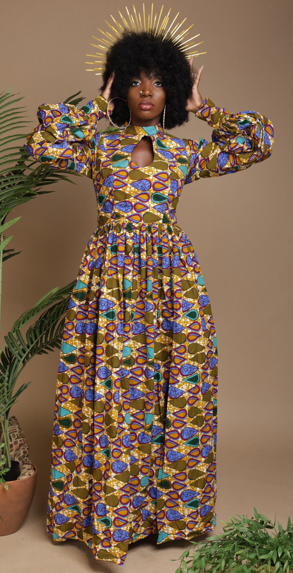 African print long maxi summer dress with split 🔥