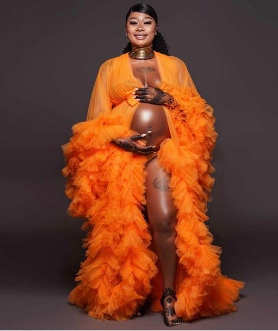 Orange 🍊 tulle maternity robe/dresses.