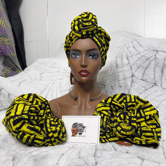 African Print Pre Tied Turban/Headwrap.