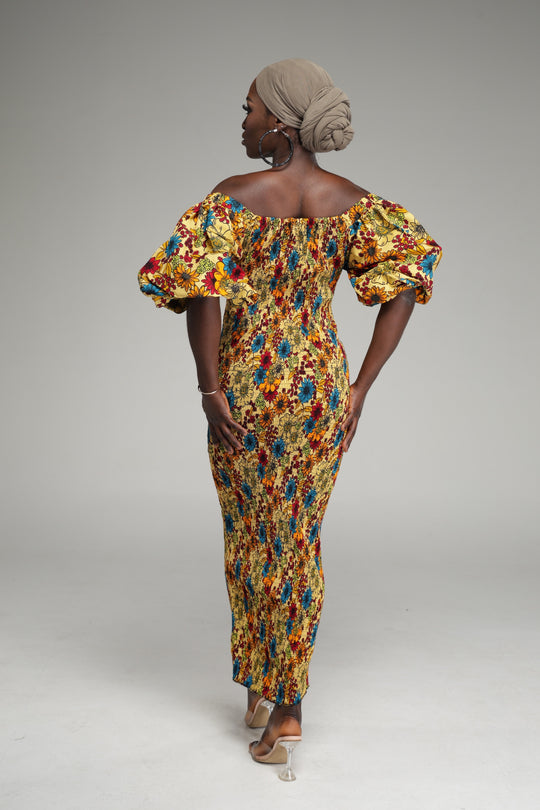 African print stretchy bodycon dress.