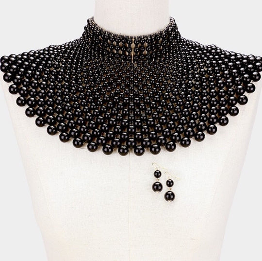 Pearl bib choker necklace - K.D.Kollections Store