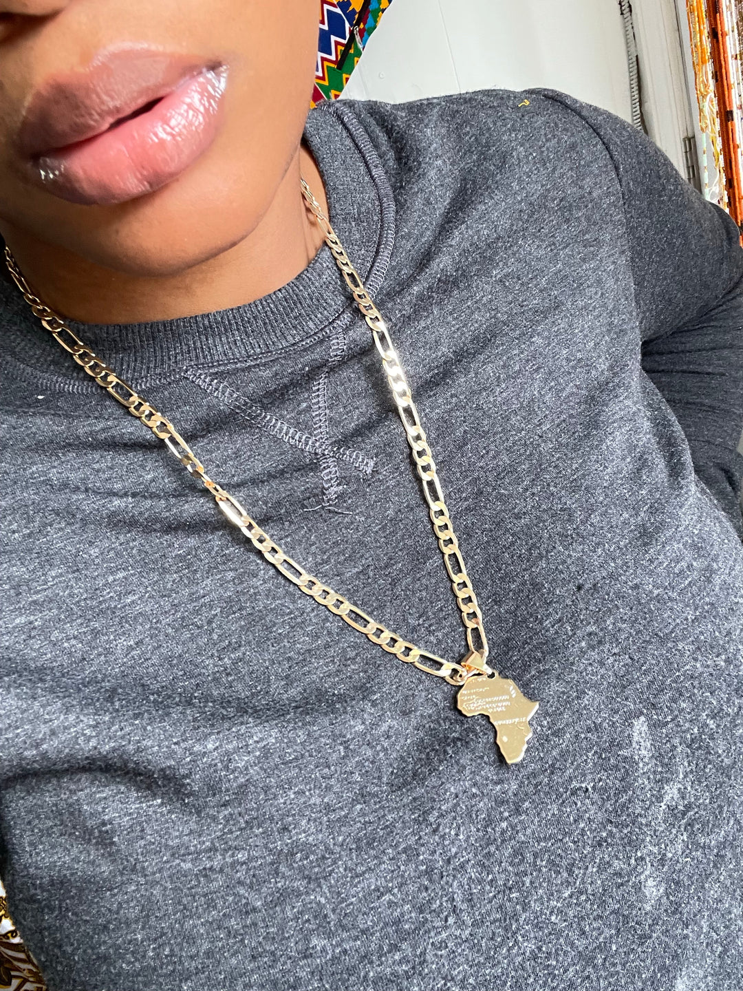 Unisex Africa map Gold Necklace