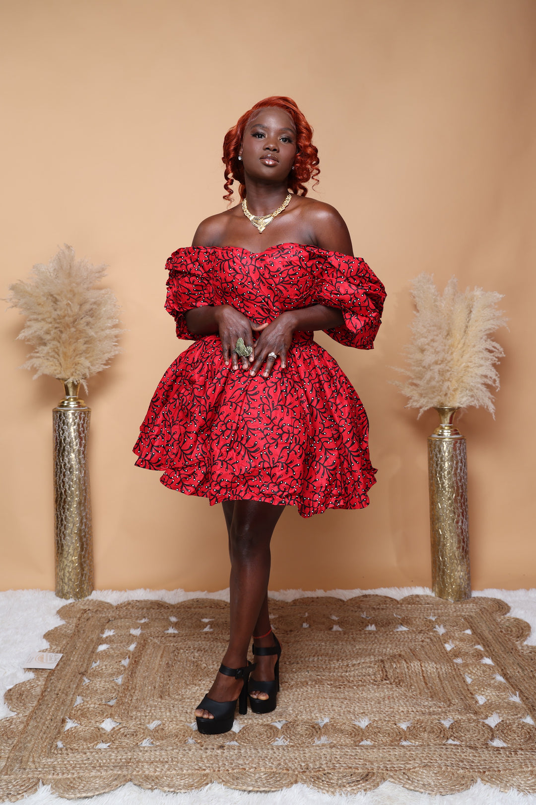 Ada Africa print off shoulder short corset gown. – K.D.Kollections Store