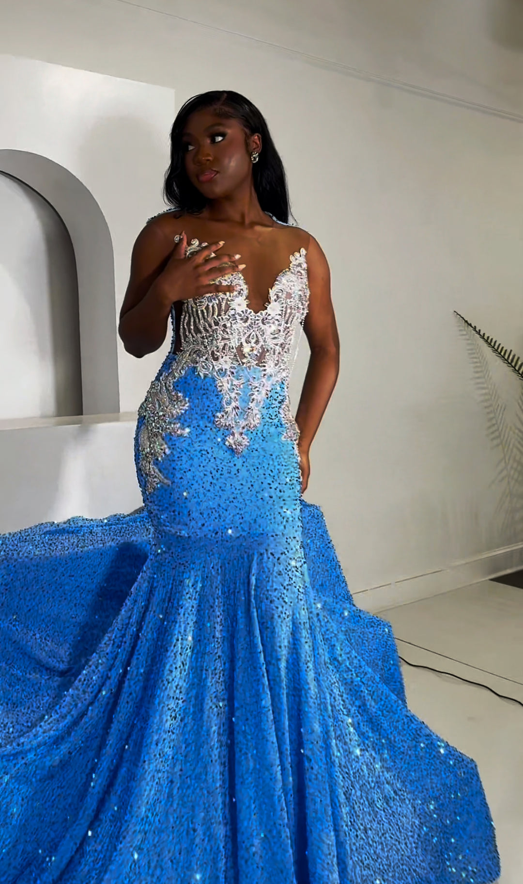 Baby blue sequins prom dress K.D.Kollections Store Baby blue sequins prom dress K.D.Kollections Store