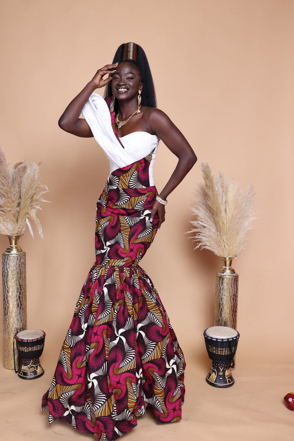 African print prom/wedding dress, African print mermaid dress