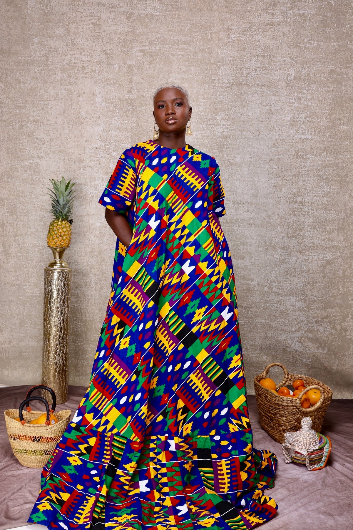 Beautiful African Print Dress, Long African A-Line Dress
