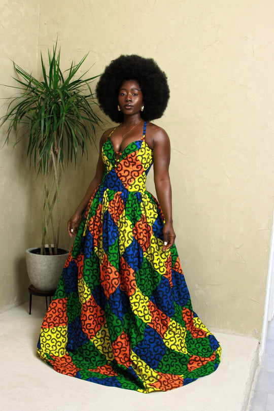 African print long maxi gown.