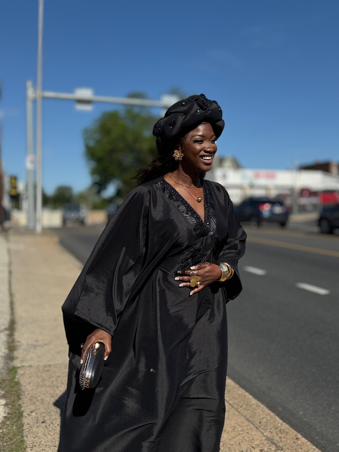 Luxe rich auntie bubu/kaftan dress.