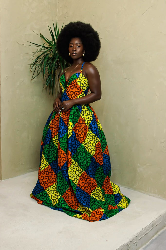 African print long maxi gown.
