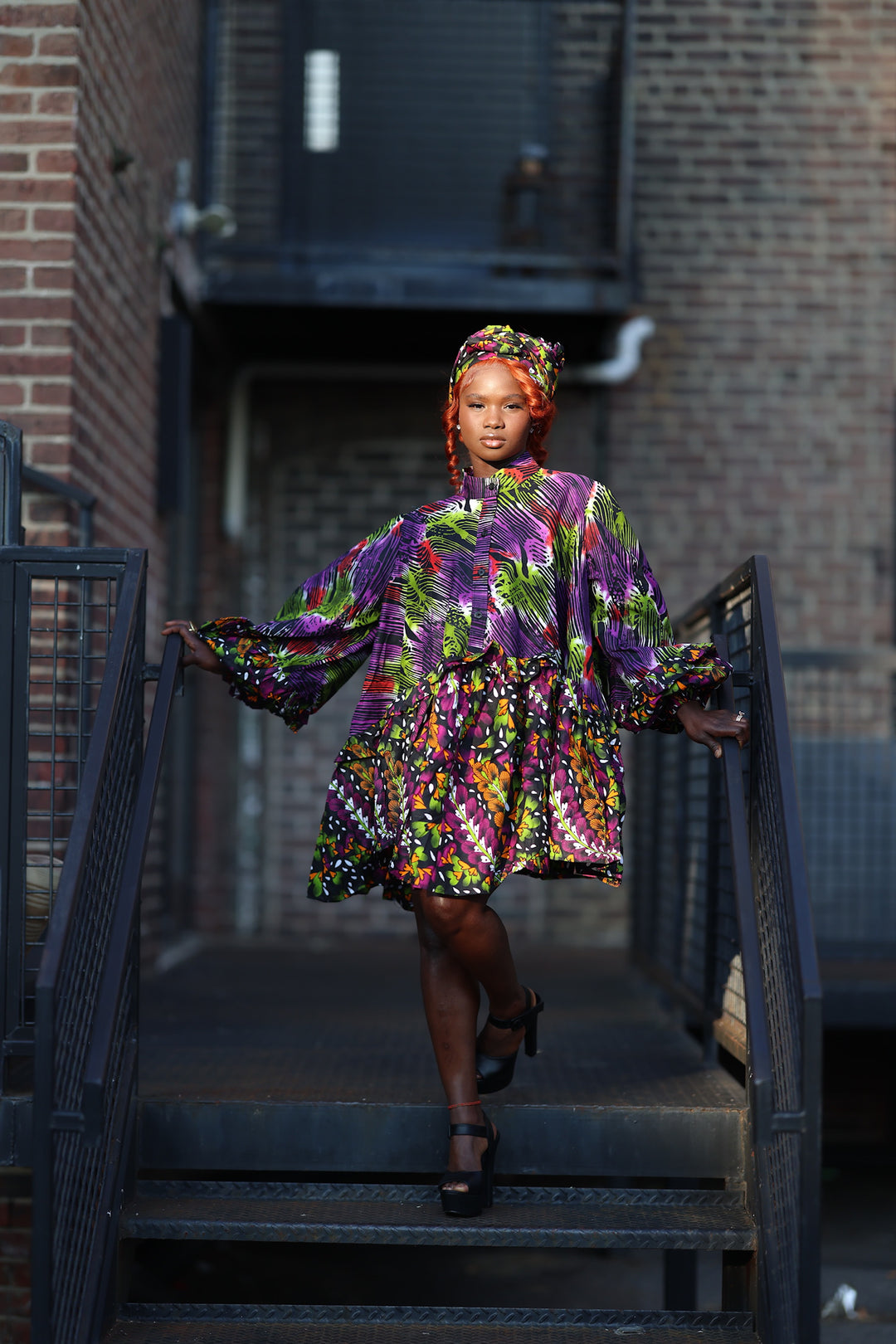 african print flare dresses African Print Fit & Flare Corset Midi Dress