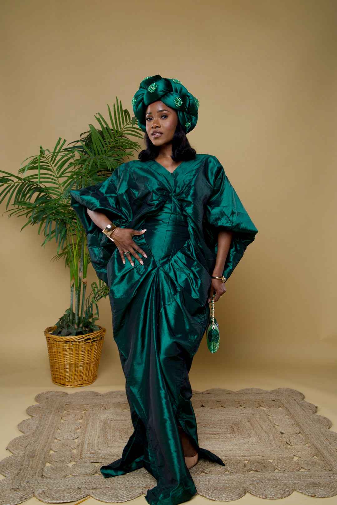 Luxe silky rich auntie bubu dress.