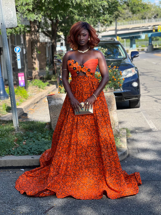 African Print Corset Ball Gown