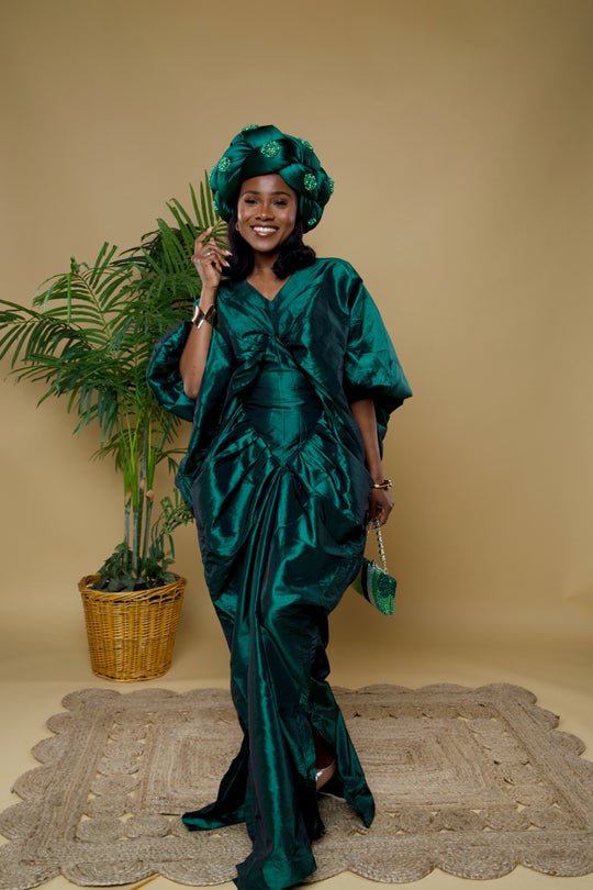 Luxe silky rich auntie bubu dress.