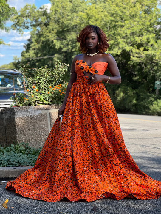 African Print Corset Ball Gown
