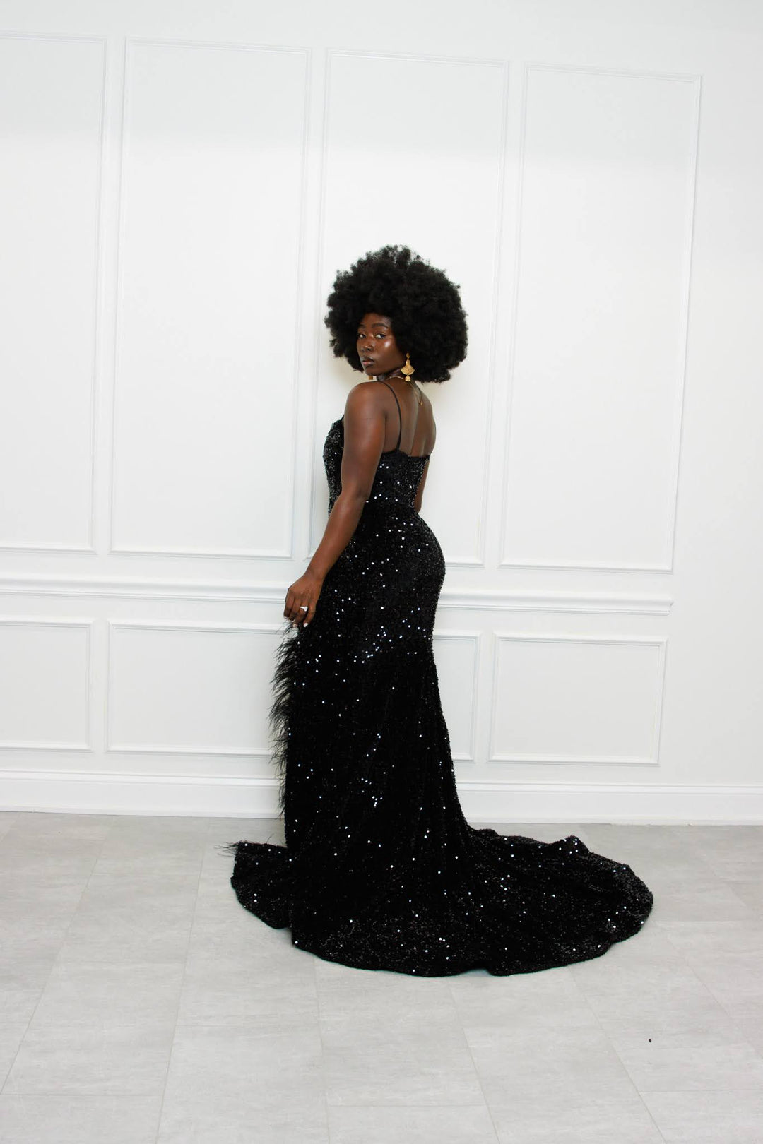 Black sequins prom dress 👗