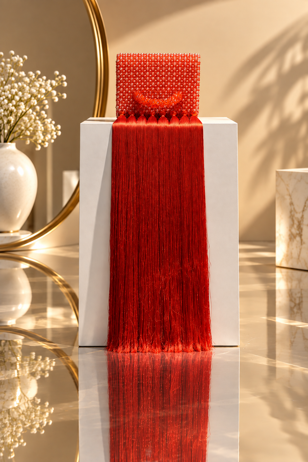 Handcrafted Beaded Bag With Fringe