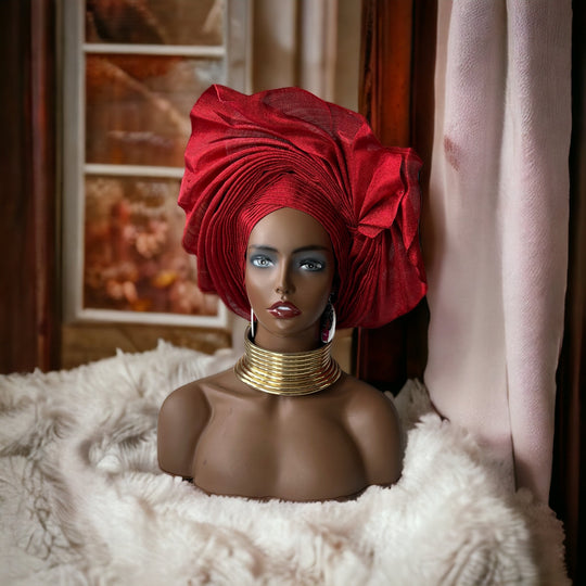 Traditional wedding autogele, pretied headwrap/headgear, asooke gele.