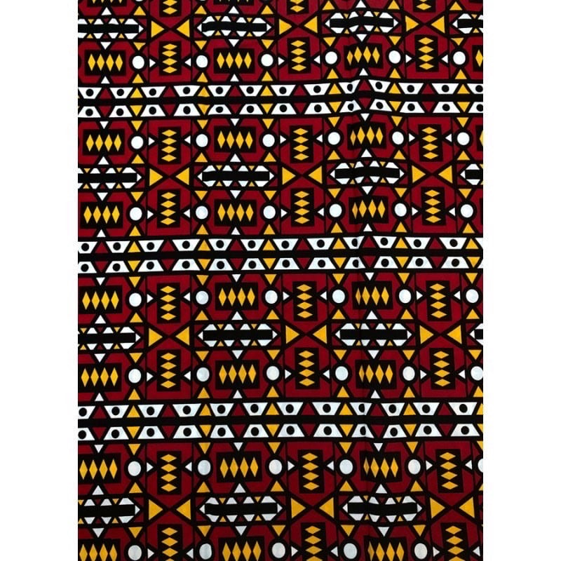 African Print Angola wax "Red, White and Yellow" - K.D.Kollections Store
