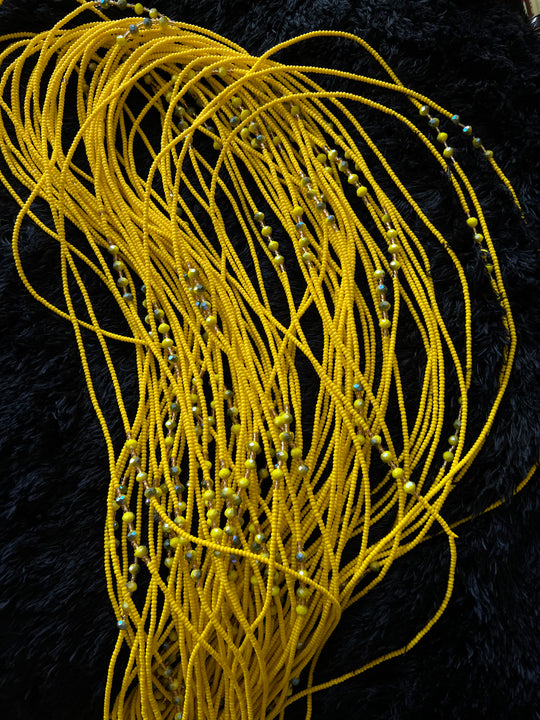Yellow crystal waist beads