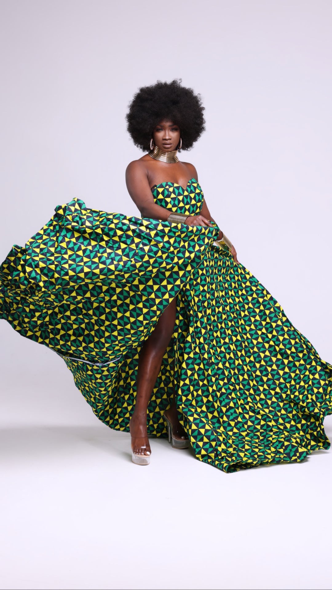African print maxi ball gown for wedding/prom.