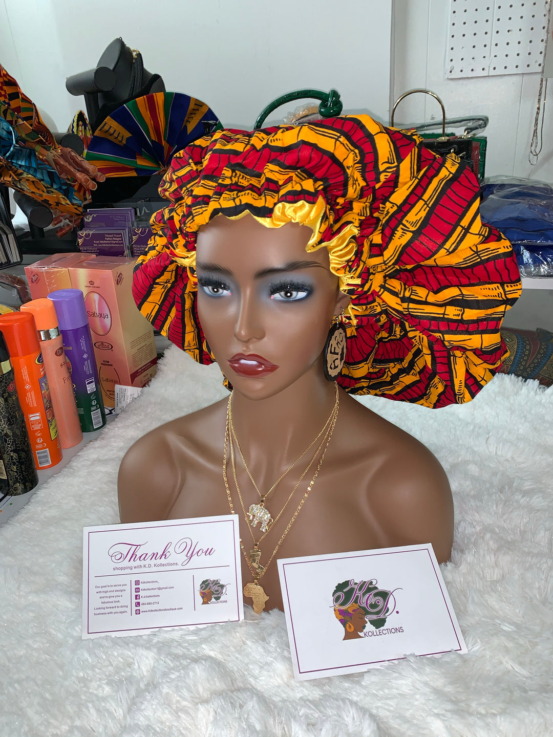 African print reversible hair bonnets - K.D.Kollections Store