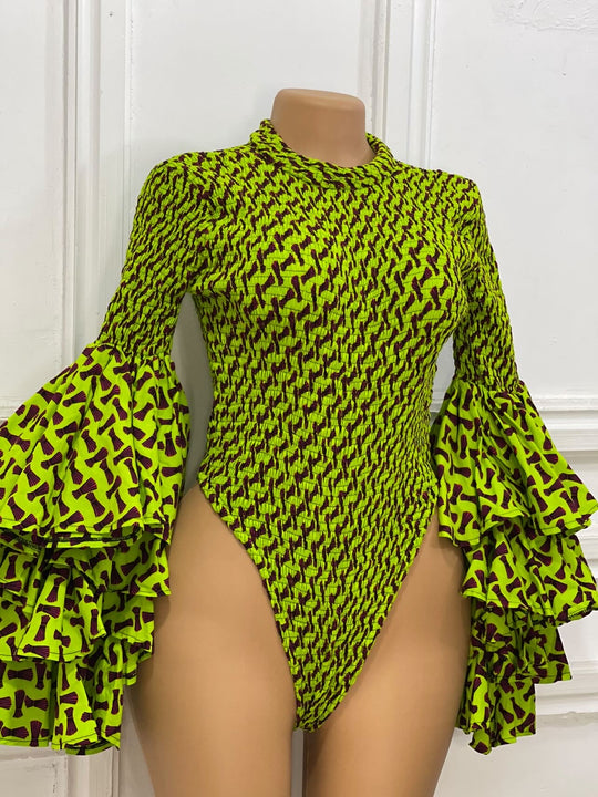 African print stretchy bodysuit 💥
