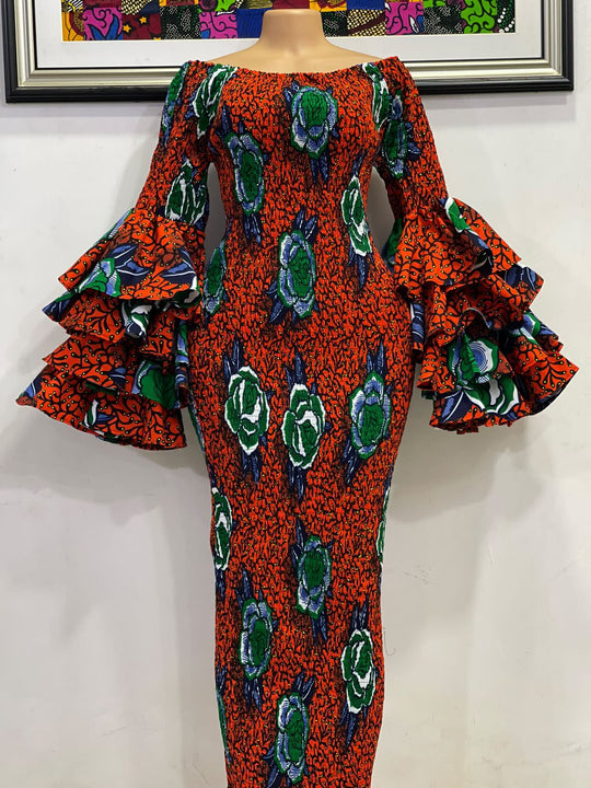 African print stretchy bodycon dress.