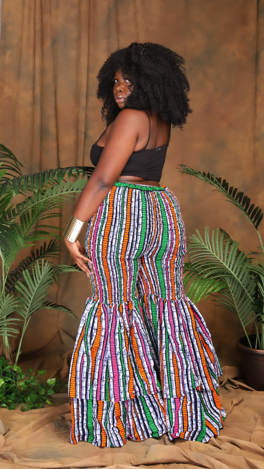 African print 2 layers bell bottom flare leg pant.❤️‍🔥